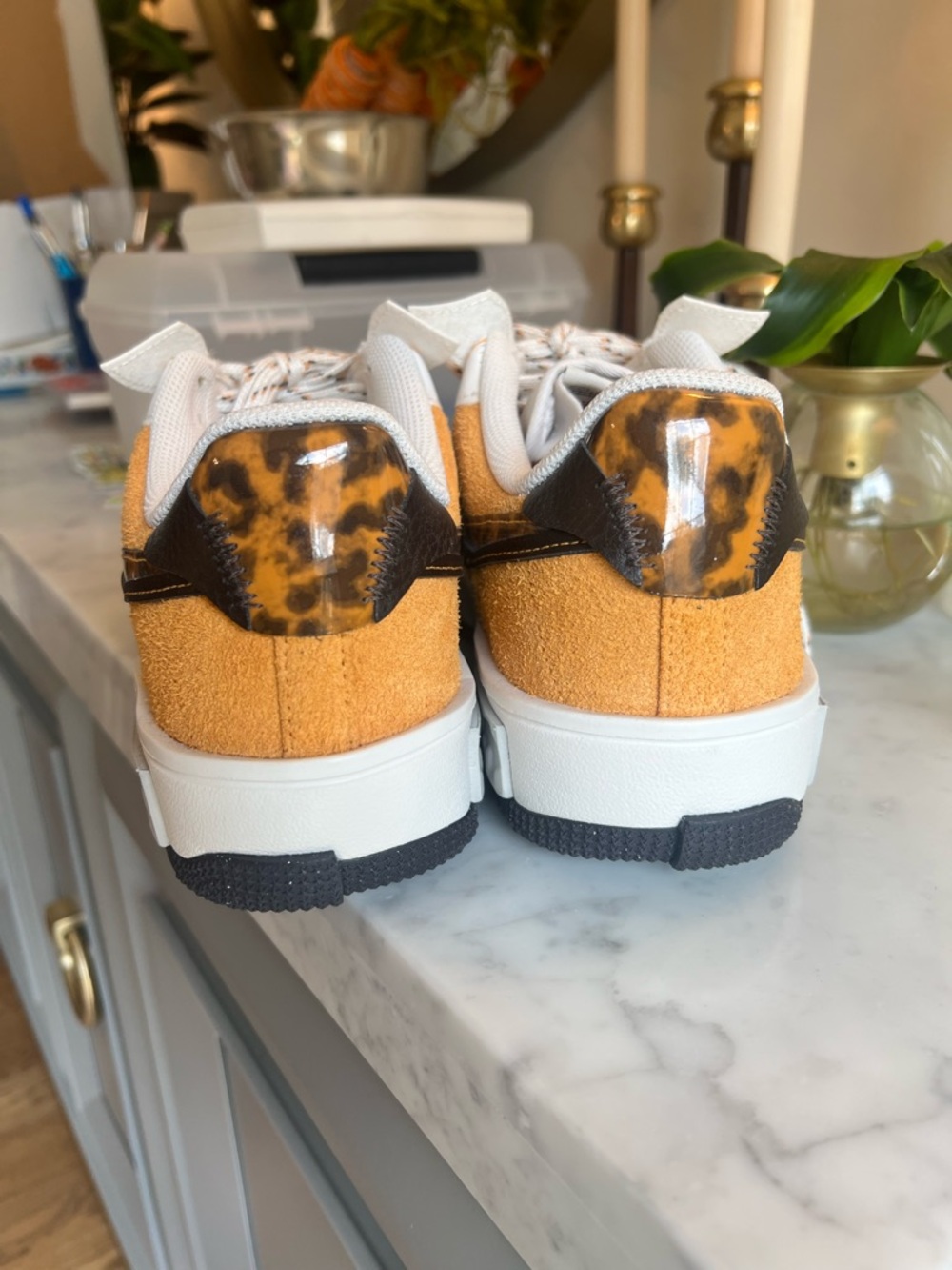 Nike Low-Top Sneakers White with Gold and Black Accents - Picture 3 of 5